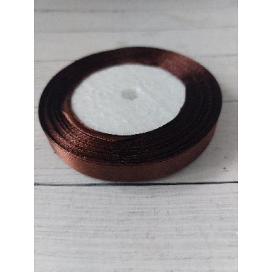 Лента атласная однотонная 1.2 см*25 ярдов цв. коричневый, цена за катушку